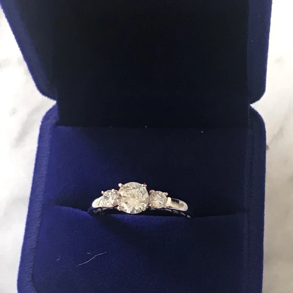 New .925 Three Diamond Ring, Size 8